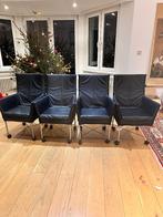 4 chaises Montis Chaplin en cuir noir, Maison & Meubles, Chaises, Enlèvement, Utilisé, Cuir, Quatre