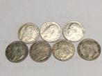 België 7 x 50 centimes 1909 zilver, Ophalen of Verzenden, Zilver