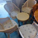 Tafeltje met 4 stoelen rotan, Tuin en Terras, Ophalen, Zo goed als nieuw, Rotan