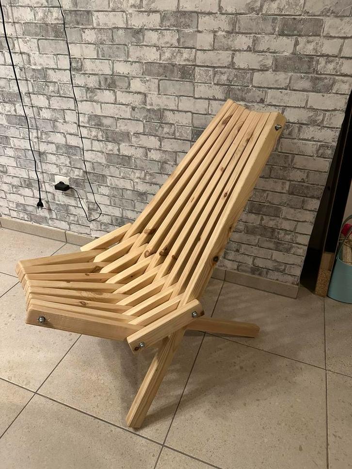 Houten plooi stoel., Jardin & Terrasse, Hamacs, Neuf, Une personne, Pliant, Intérieur, Extérieur, Enlèvement