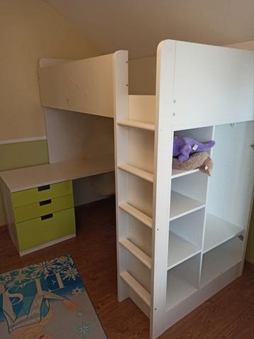 lit mezzanine avec bureau et garde robe Ikea., Enlèvement, Utilisé, Lit mezzanine