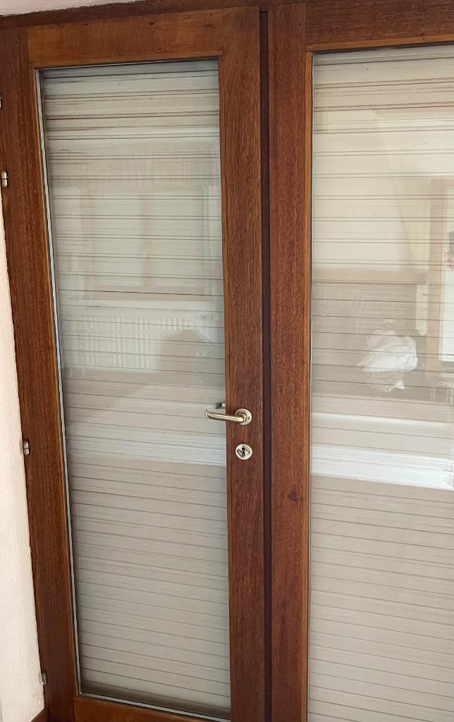 x3 eikenhouten terrasdeur, Doe-het-zelf en Bouw, Raamkozijnen en Schuifdeuren, Gebruikt, 150 tot 225 cm, 150 tot 225 cm, Ophalen