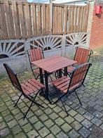 Tafel + 4 stoelen, Tuin en Terras, Tuinsets en Loungesets, Ophalen, Zo goed als nieuw