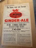 Ginder ale deelnemingsbulletin miljonair 1961, Verzamelen, Biermerken, Overige merken, Overige typen, Ophalen of Verzenden, Zo goed als nieuw