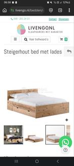 Bed in steigerhout met lades, Huis en Inrichting, Slaapkamer | Bedden, Ophalen, Zo goed als nieuw, Steigerhout