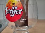 RETRO  bier glas  LUCIFER by RIVA Belgium  puntgaaf, Verzamelen, Biermerken, Ophalen of Verzenden, Zo goed als nieuw, Glas of Glazen