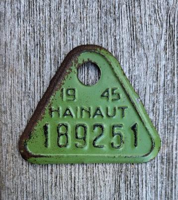 Henegouwen 1945 fietsbelasting kenteken beschikbaar voor biedingen
