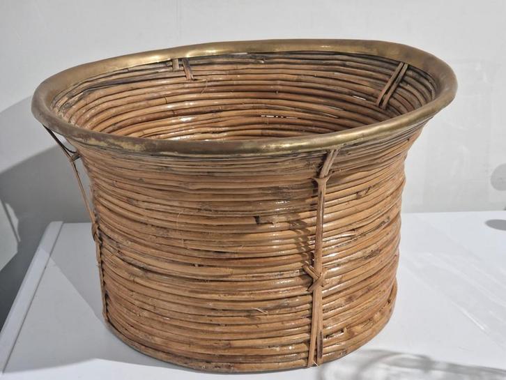 Bamboe messing mand Gabriella Crespi Bauhaus  Vintage, Huis en Inrichting, Woonaccessoires | Schalen en Manden, Nieuw, Mand, Ophalen of Verzenden