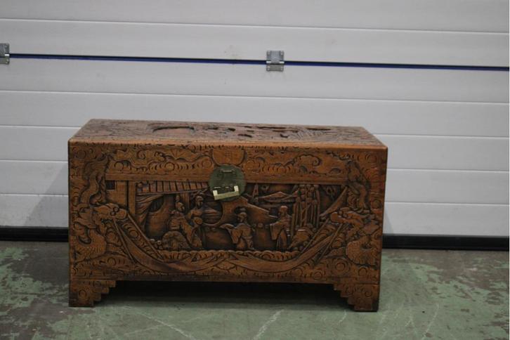 Oosterse Gestoken Houten Kist, Antiquités & Art, Curiosités & Brocante