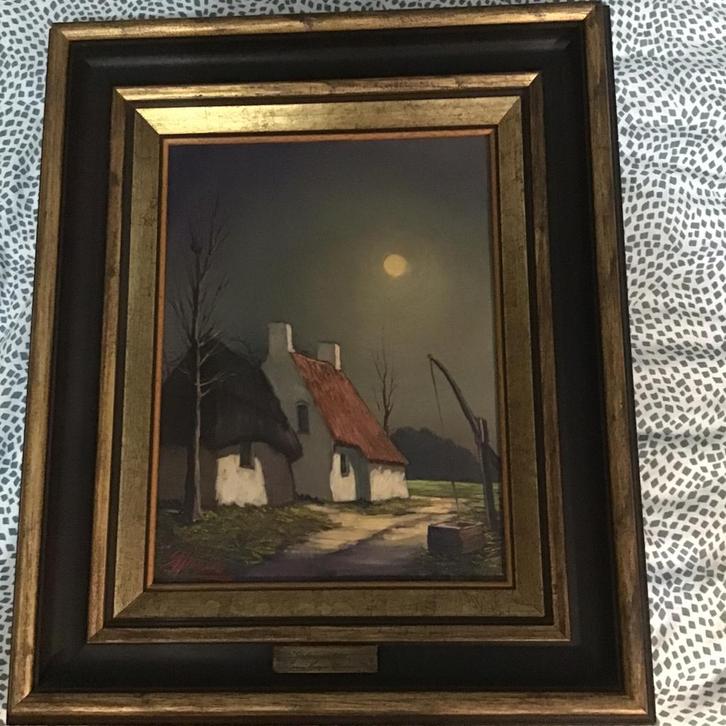 Prachtig schilderij GEBORGENHEID van Edgard Heirman, Antiek en Kunst, Kunst | Schilderijen | Klassiek, Ophalen