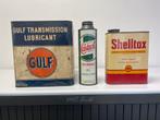 Bidon d'huile Castrol & Gulf & Shell, Collections, Utilisé, Enlèvement ou Envoi, Panneau publicitaire