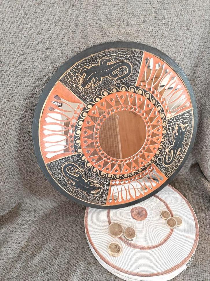 Panneau Rond Miroir Déco Geckos 40 cm, Maison & Meubles, Accessoires pour la Maison | Miroirs, Comme neuf, Moins de 50 cm, Moins de 100 cm