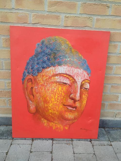 Aziatische kunst schilderij op doek Thailand (?) Masheng 200, Antiek en Kunst, Kunst | Niet-Westerse kunst, Ophalen of Verzenden