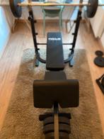Fitness bench met gewichten, Sport en Fitness, Ophalen, Zo goed als nieuw