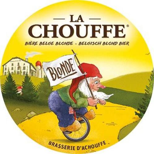 Reclamebord vintage La Chouffe rond mancave poolhouse nieuw, Verzamelen, Biermerken, Zo goed als nieuw, Reclamebord, Plaat of Schild