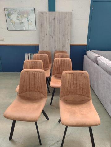 8 Eetkamerstoelen Pluto – Microvezel – Cognac – MxSofa