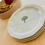 3 Duitse Rosenthal borden met sober boom silhouet, Gebruikt, Keramiek, Ophalen of Verzenden, Bord(en)