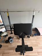 Halterbank + halterset + losse gewichten, Sport en Fitness, Ophalen, Zo goed als nieuw, Benen, Overige typen