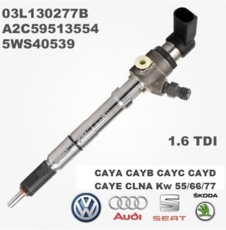 1.6TDI injector 03L130277B Garantie Vw Audi Seat Skoda, Auto-onderdelen, Brandstofsystemen, Audi, Seat, Volkswagen, Skoda, Gereviseerd