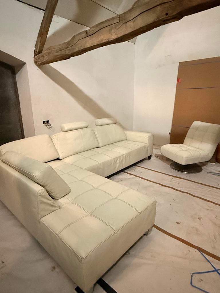 Chateau d'Ax echt leren  hoeksalon met draaizit, Ophalen, Gebruikt