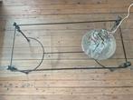 Smeedijzeren salontafel met glazen blad, Huis en Inrichting, Ophalen, Gebruikt, 100 tot 150 cm, 50 tot 100 cm