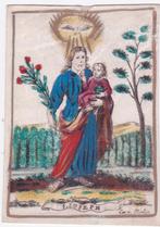 Gravure sur cuivre coloriée, sur parchemin Saint Joseph. Mas, Antiquités & Art, Envoi