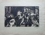 FRANS MASEREEL / DES PASSANTS / ZW-W HOUTSNEDE / 41x54cm SIG, Antiek en Kunst, Kunst | Litho's en Zeefdrukken, Ophalen of Verzenden