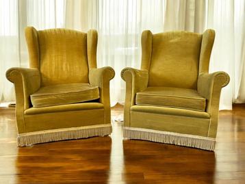 set 2 vintage clubzetels / fauteuils / éénzitten beschikbaar voor biedingen