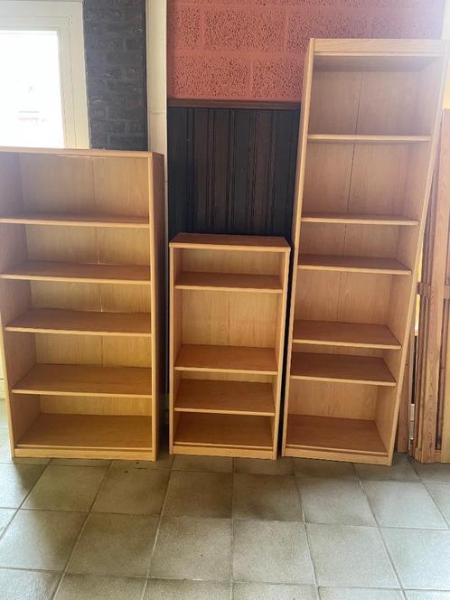 Set van 3 houten boekenkasten + open boekenkast te koop, Huis en Inrichting, Kasten | Boekenkasten, Gebruikt, Met lade(s), Met plank(en)