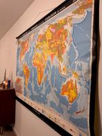Wereldkaart retro/school, Antiek en Kunst, Antiek | Schoolplaten, Ophalen, Aardrijkskunde
