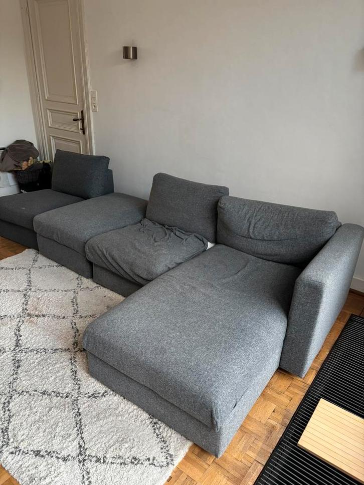 Gratis af te halen - 4 delige zetel, Huis en Inrichting, Zetels | Complete zithoeken, Gebruikt, Hout, Stof, Ophalen