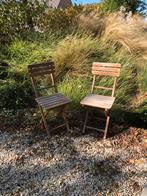 2 Vintage Houten terras/tuin stoeltjes, Tuin en Terras, Ophalen, Gebruikt