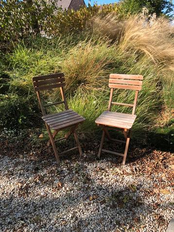 2 Vintage Houten terras/tuin stoeltjes beschikbaar voor biedingen