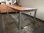 Vol eiken tafel met inox/stainless steel onderstel, Huis en Inrichting, Ophalen, Gebruikt