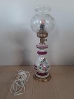 Mooie beschilderde staande lamp, Vintage, Glas, Zo goed als nieuw, 50 tot 75 cm