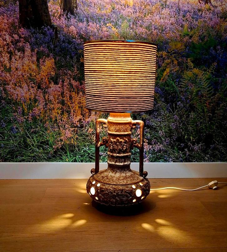 Lampadaire/lampe de table vintage céramique style Fat Lava, Maison & Meubles, Lampes | Lampadaires, Utilisé, Moins de 100 cm, Enlèvement