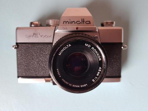 Reflexcamera Minolta SR-T 100x, 4 lenzen, 4 filters + tas, Audio, Tv en Foto, Fotocamera's Analoog, Gebruikt, Spiegelreflex, Minolta