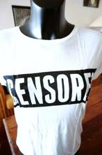 origineel wit/zwart censored T-shirt, Manches courtes, Taille 38/40 (M), Enlèvement ou Envoi, Blanc