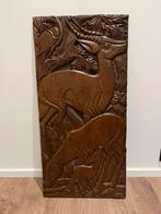 Handgesneden massief houten wandpaneel uit Afrika -100x48 cm, Antiek en Kunst, Ophalen