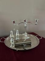 verzilverd, kandelaar, schaal, peper en zoutvat, kruimeldief, Antiek en Kunst, Ophalen