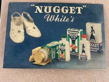  OUD RECLAMEBORD 1950 SCHOENSMEER "NUGGET" White's KOPER
