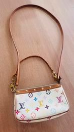 Vintage Louis Vuitton pochette Multicolor met 2 extra’s, Sac de soirée, Utilisé, Enlèvement ou Envoi, Blanc