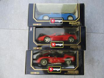 Maquettes à l'échelle 1:18 Burago : Ferrari (2) Bugatti (1), Hobby & Loisirs créatifs, Enlèvement ou Envoi, Neuf, Voiture, Burago