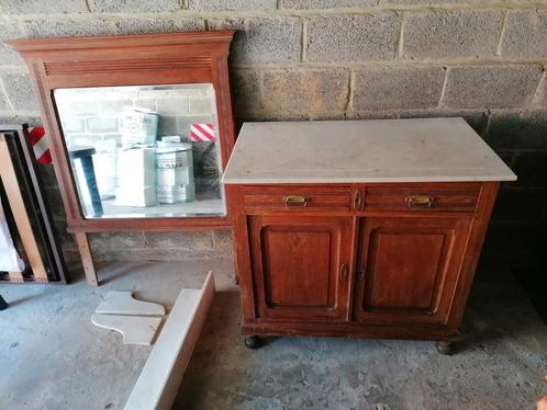 Meuble ancien avec marbre et miroir, Antiek en Kunst, Antiek | Meubels | Kasten, Ophalen