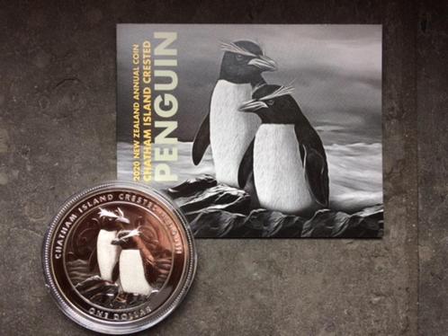 2020 New Zealand - Chatham crested penguin - 1 oz silver coa, Postzegels en Munten, Munten | Oceanië, Losse munt, Zilver, Ophalen of Verzenden