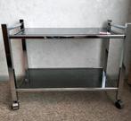 Table TV vintage verre fumé et armature métallique, Maison & Meubles, Enlèvement, Comme neuf