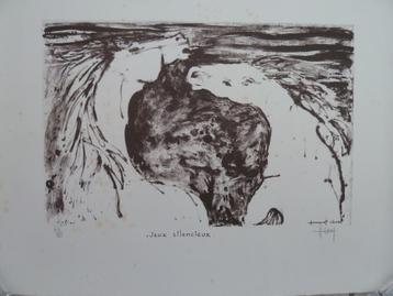 Estampe original hippique de Claude HEMERET, Enlèvement
