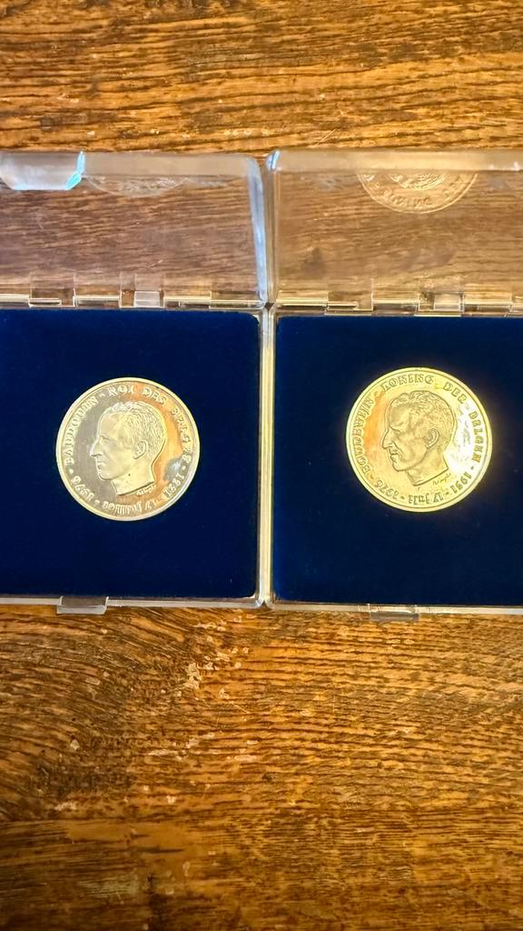 België 1976 – 2x 250 Frank zilver Boudewijn Proof, Timbres & Monnaies, Métaux nobles & Lingots, Argent, Enlèvement ou Envoi