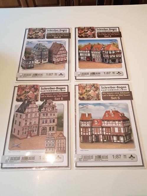 kartonnen modelbouwhuizen huizen 4 sets, Hobby & Loisirs créatifs, Voitures miniatures | 1:87, Neuf, Enlèvement ou Envoi