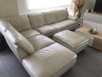 Hoeksalon + driezit in beige leder, Huis en Inrichting, Zetels | Zetels, Ophalen, 250 tot 300 cm, Gebruikt, Overige maten